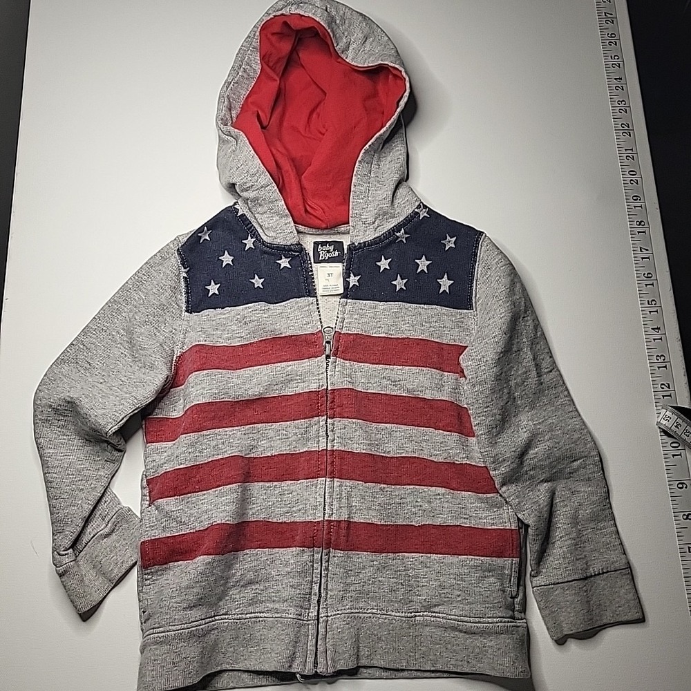 Baby B'gosh Full Zip Graphic USA Flag‎ Hoodie Boys Size 3T